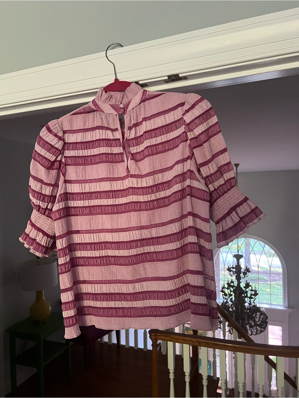 Hunter Bell Striped Ruffle Neck Top - Picture 2 of 6